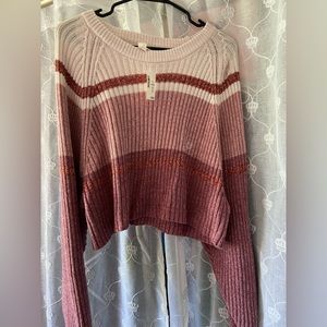 Cropped stripped knit sweater